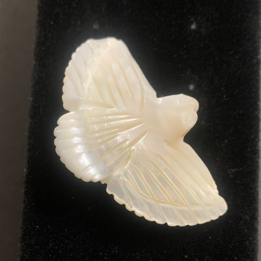 Hand carved Large  Mother of Pearl Dove Brooch 2 in length … Stunning!!
